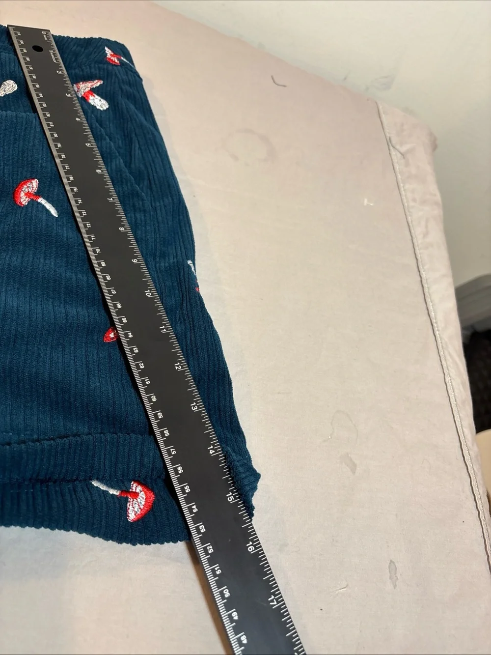 Cider Navy Corduroy Shorts with Red & White Mushroom Embroidery - Picture 10 of 11